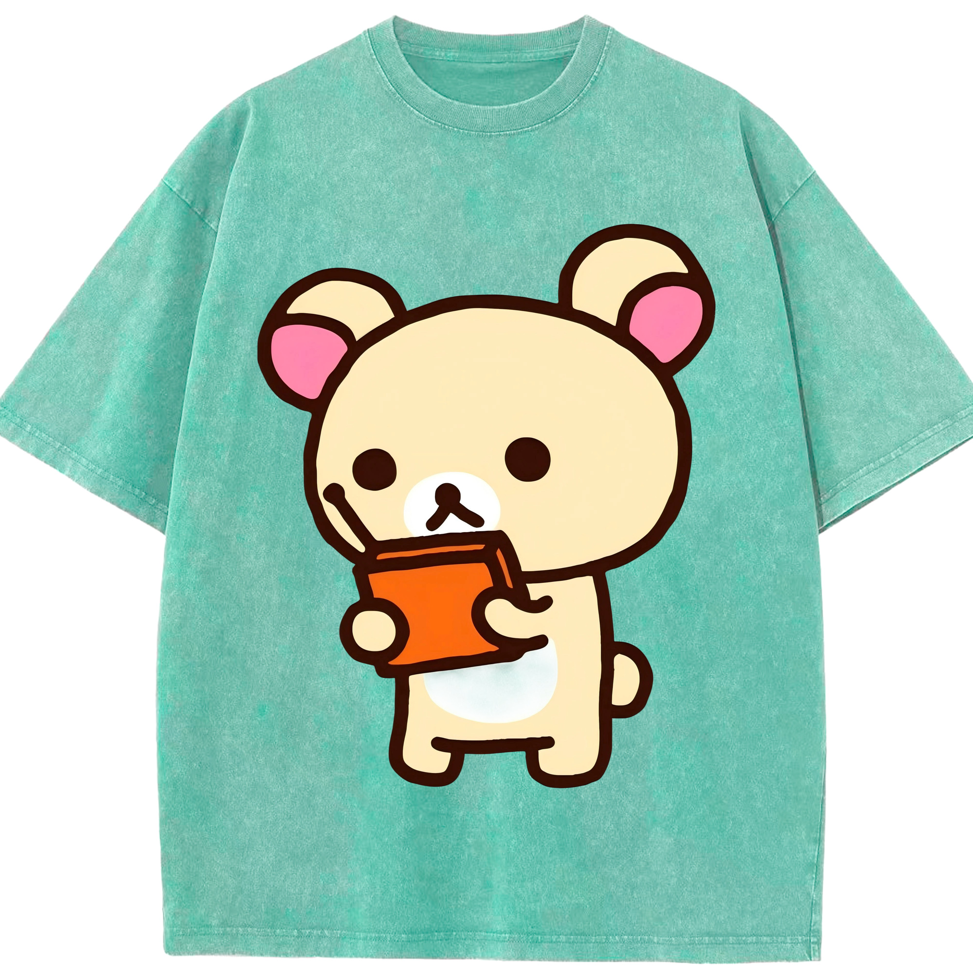 （画像用） リラックマ リラックマ キイロイトリ Rilakkuma Korilakkuma Kiiroitori 綿100% ヴィンテージ風 半袖Tシャツ（フロントプリント）